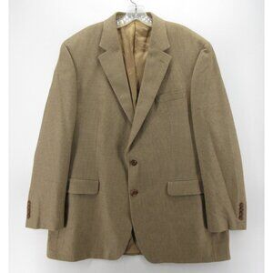 Ralph Lauren Sport Coat 46 Long Tan Blazer Silk Wool Houndstooth *